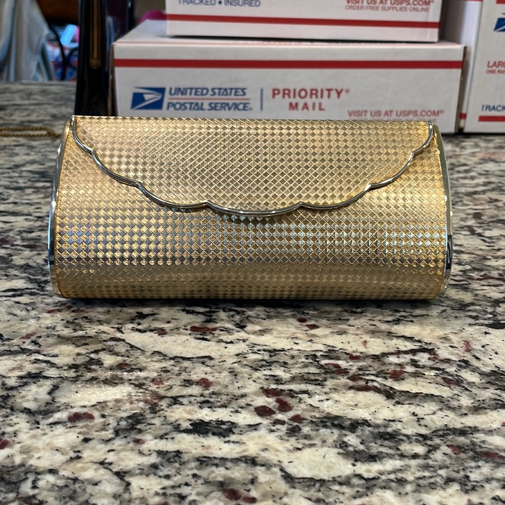 Vintage Gold Minaudière Clutch Mid Century Evening Bag